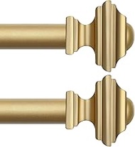 2 Pack Gold Curtain Rods for Windows 28 to 48 Inch(2.3-4ft),Decorative 3/4 Inch Diameter Single Wind