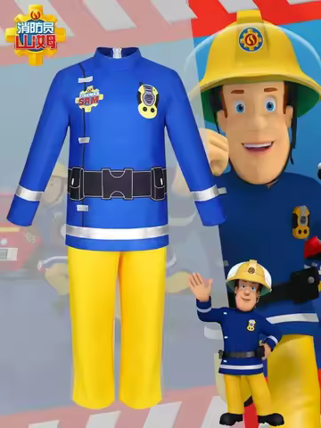 Costume de Cosplay Sam le Pompier pour Enfant, Tenue de Spectacles, Déguisement d'Halloween, Cadeau 