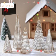 WINTE Set of 5 Illuminated Mercury Glass Trees, Creative With Light Mercury Glass Christmas Trees, V