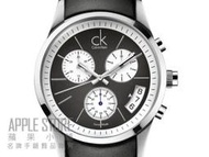 【蘋果小舖】 CK Calvin Klein Bold 凱文克萊時尚三眼計時皮帶錶-黑灰 # K2247161