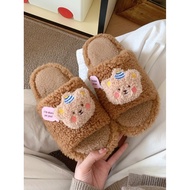 slippers for women bedroom slippers men slippers Cute Cartoon Bear Anti-Slip Furry Cotton Slippers f