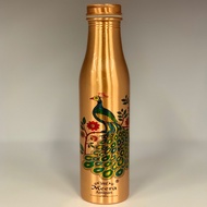 Pure Copper Leak Proof Water Bottle Printed Peacock Design 800ml (Ready Stock)