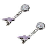 2X Pocket Watch - Nurses Wacht Heart Rate Monitor Pocket Watch Quartz Butterfly Theme