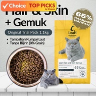 LeaH 34 Hair and Skin Gemuk 1.1kg Grain Free Premium Dry Cat Food Picky High Protein Makanan Kucing 