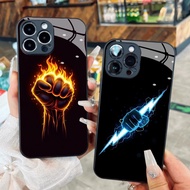 Lightning Fire Boxing Grip Glass Case for iPhone 17 16 15 14 13 12 11 8 7 6 6s 6p 7p 8p 6g 7g 8g Pro