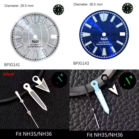 28.5mm NH35 S Logo Dial Tiffa Blue Black Darth Vader Dial for NH35/NH36 Movement PADI S Dial SRPG21K