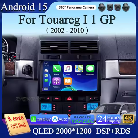 Android 15 For Volkswagen Touareg I 1 GP 2002 - 2010 Carplay Auto 2K Screen Car Radio Multimedia Pla