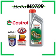 CASTROL ACTIV 4T 20W40 LUBRICANT ENGINE OIL LUBE MINYAK HITAM OIL MYK ITAM STP OIL TREATMENT FILTER 