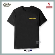 T Shirt Round Neck Sulam Emas Recaro Design Racing Sports Bucket Seats Streetwear Baju Lelaki Tee Cotton Embroidery