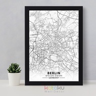Wall Decor Berlin City Map Art Poster Map Germany Germany Wall Decoration A3