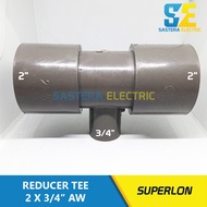 Vlok Tee 2 x 3/4" inch AW Superlon Reducer Tee 2 x 3/4 PVC Flok Tee 2 x 3/4 T Reducer/ 2 x 0.75