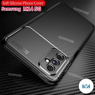 NE Samsung M14 5G 2023 Casing Carbon Fiber Pattern Casing Shockproof Bumper Silicone Phone Case For 