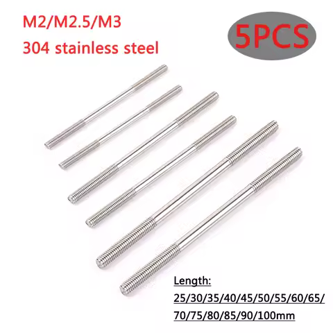 5Pcs M2/M2.5/M3 Stainless Steel Push Rods L20/25/30/35/40/45/50/55/60/65/70/75/80/85/90/100mm Servo 