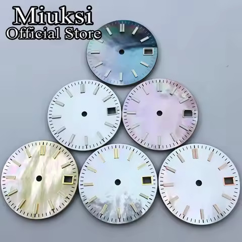 Miuksi 28.5mm silver blue gold sterile watch dial luminous fit NH34 NH35 movement fit 3/3.8/4.2 o'cl