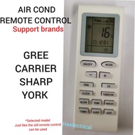 SHARP CARRIER YORK GREE Air Cond Remote Control 1hp~2hp