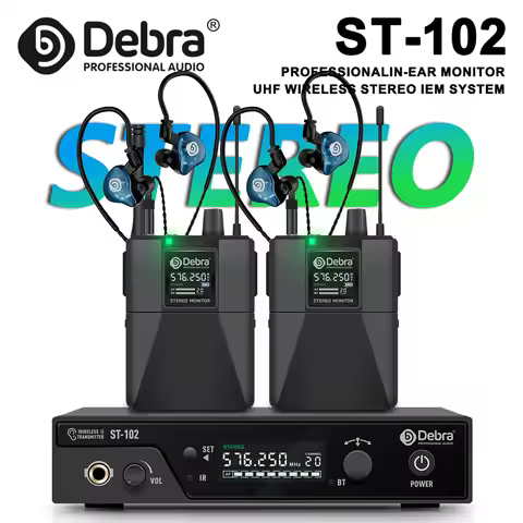 Debra ST-102 Professional Stereo Wireless In-Ear Monitor System with Bluetooth 5.0 UHF for Distance 