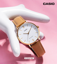 นาฬิกา Casio รุ่น LTP-VT01GL-7B นาฬิกาผู้หญิงสายหนังสีเบจ รุ่นใหม่ล่าสุด- มั่นใจ ของแท้ 100% รับประกันสินค้า 1 ปีเต็ม