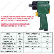 SATA 1/2" Air Impact Wrench Pneumatic Impact Wrench 1/2" DIN267 Low Noise Impact Wrench