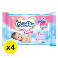 มามี่โพโค ไวพส์ เซฟแอนด์แคร์ 20 แผ่น x 4 ( MAMYPOKO Wipes Save & Care 20 sheets x 4 )