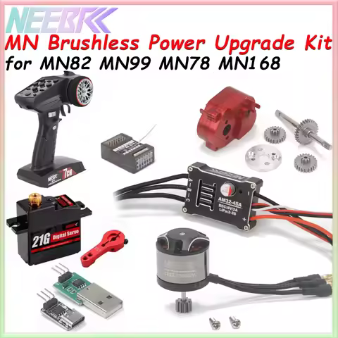 2322 2600KV 3500KV Brushless Motor Metal Gear Box AM32 45A ESC 7CH Transmitter 21G Servo for MN82 MN