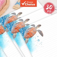 30 sheets of B5 Summer Ocean themed writing paper, lined, glue-free, ideal for notebooks, memos, and
