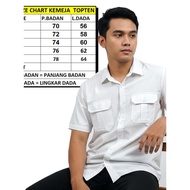 TOPTEN Kemeja Pria Polos Workshirt Lengan Pendek Saku Dua Warna Putih