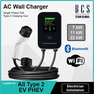 AC Type 2 EV Wall box Charger LCD Screen 7kW 11kW 22kW 32A Electric Vehicle Car Home Charging
