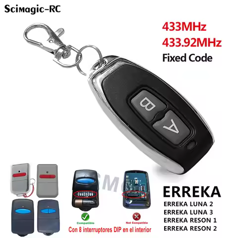 ERREKA LUNA 2 3 RESON 1 2 Garage Door Remote Control Duplicator Opener 433.92MHz Fixed Code ERREKA K