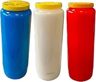 Novena 18 x 7 cm 100% Vegetable Prayer Candle in Glass - Burn Time 9 Days - 216 Hours Per Colour