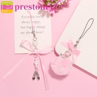 PRESTONRY Y2K Phone Chain, Y2K Pink Hairball Mobile Phone Lanyard, Key Holder Sweet Ribbon Ballet Sh