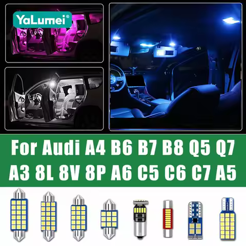 For Audi A3 8L 8V 8P S3 RS3 A4 B6 B7 B8 S4 A5 S5 A6 C5 C6 C7 S6 Q5 8R SQ5 Q7 4L Car LED Bulbs Interi