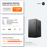 IDEALTECH RADIANCE NOVICE AMD PC PACKAGE ( AMD RYZEN 5 / NVIDIA GEFORCE RTX3050 6GB / 8GB RAM / 256G