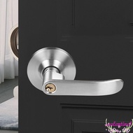 VALENTINE1 Privacy Door Handle, Straight Lever Satin Brass Finish Door Lock Lever, Silver Interior Reversible with Round Trim Easy To Install Hardware Lockset Living Room