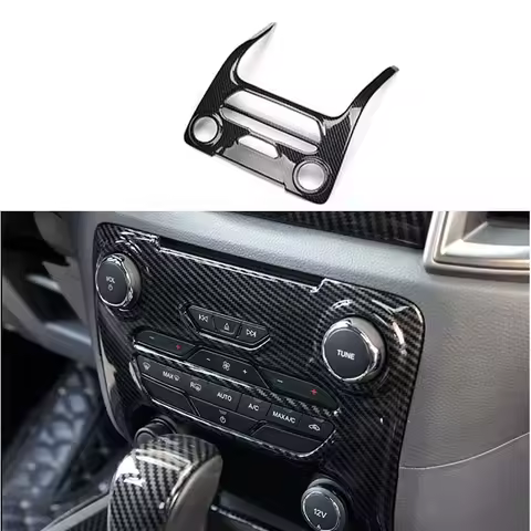 Carbon Fiber Color Center Console Frame Gold Button Cover Fit For 2015 2016 2017 2018 2019 Ford Rang