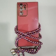 Note 20 ultra 手機殼連掛繩 (山茶紅/紫色)