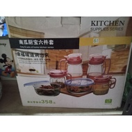 6-Piece Glass Spice and Oil Container Set