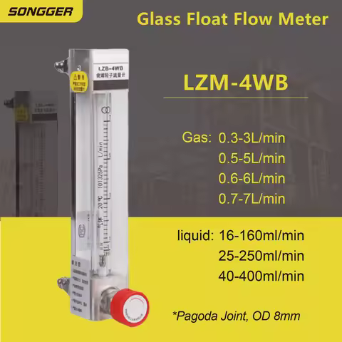 Glass Tube Rotameter LZB-4WB Flow Meter Variable Area Flow Meter Gas Liquid Low Flow Acrylic Industr