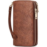 Women's Wristlet Wallet 2 Zip Around Clutch Purse for Women RFID Blocking Large Capacity Purple