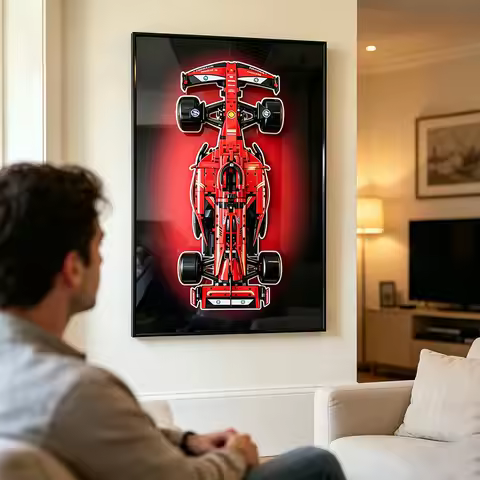 Wall-Mounted Display Frame Compatible with LEGO 42207 Ferrari SF-24 F1 & 42206 Red Bull RB20 F1 Race
