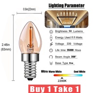 【BUY 1 TAKE 1】 E12 E14 Led Edison Bulb 0.5W Energy Saving Filament Bulb 220V Warm White House Decora