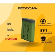 Proocam Canon NB-13L Compatible Battery for Camera G1X Mark3 G7 G9 Sx740 Hs