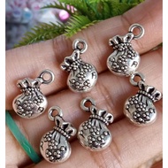 Most popular] 1 PCS METAL PENDANT DRAWSTRING BAG SILVER 12X9X5MM