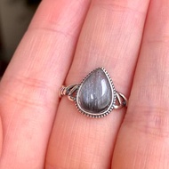 水滴型銀鈦晶復古925銀戒指