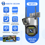 SouthOcean Dual Lens 8MP CCTV Camera wifi 360 Wireless Outdoor Waterproof WiFi Camera Motion Detection Color Night Vision Security Camera CCTV Wireless Connect Phone Camera for House