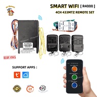 SET - Smart Wifi R4000 433mtz Autogate Penerima& Kawalan Jauh | Smart Wifi R4000 4ch 433mtz Autogate
