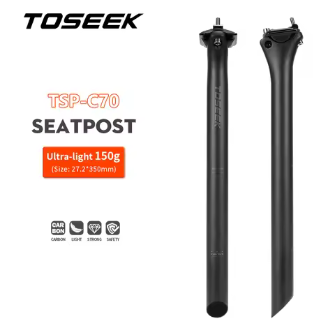 TOSEEK C70 Carbon Seatpost Light Weight 27.2 31.6mm Length350/400mm Matte Black MTB Road Bike Seat P