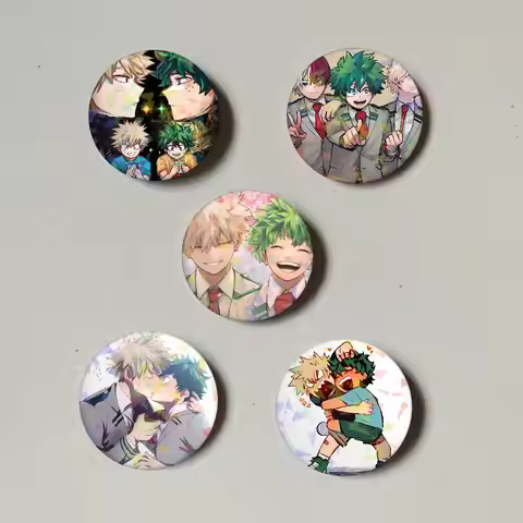 Deku Bakugou Shouto Hero A-Academia Round Laser Badge Brooch Clothes Backpack Accessories Lapel Deco