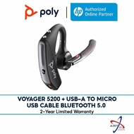 POLY VOYAGER 5200 + USB-A TO MICRO USB CABLE BLUETOOTH 5.0 - BLACK (7S431AA UUF)
