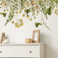 Tropical Green Plant Small Daisy Flower Wall Stickers For Living Room Bedroom Home Decor