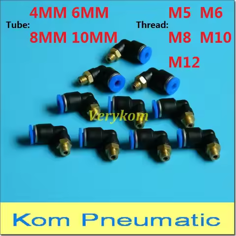 PL 4-M5 6-M6 8-M8 10-M12 Pneumatic 4mm 6mm 8mm 10mm Tube Hose Push In M5 M6 M8 M10 M12 Male Elbow Ai